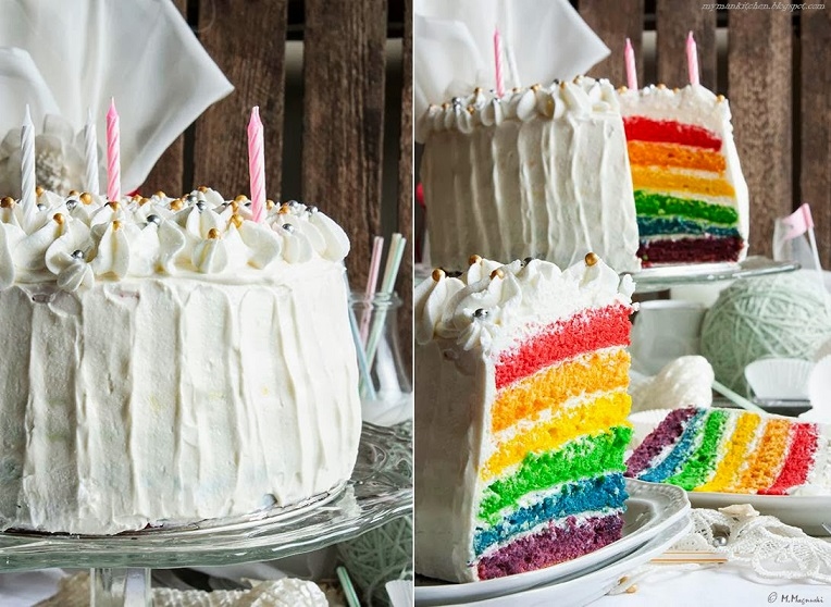 Tort tęczowy, rainbow cake