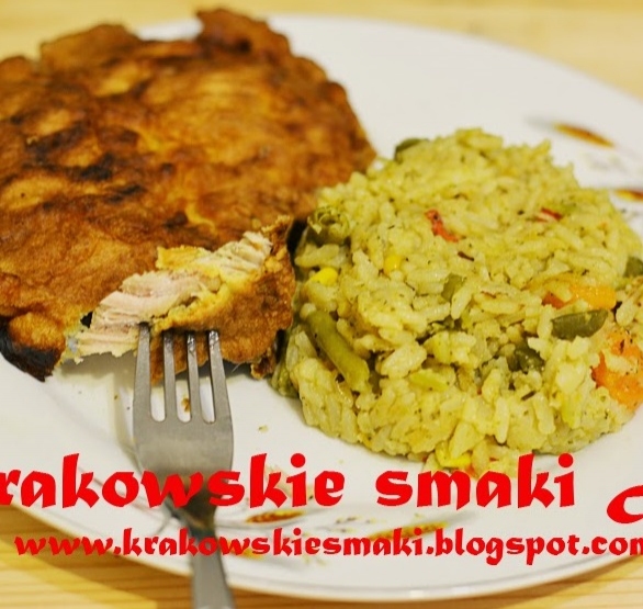 Ryż z warzywami i schab w cieście