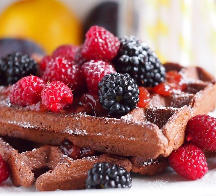 Chocolate whole wheat waffles